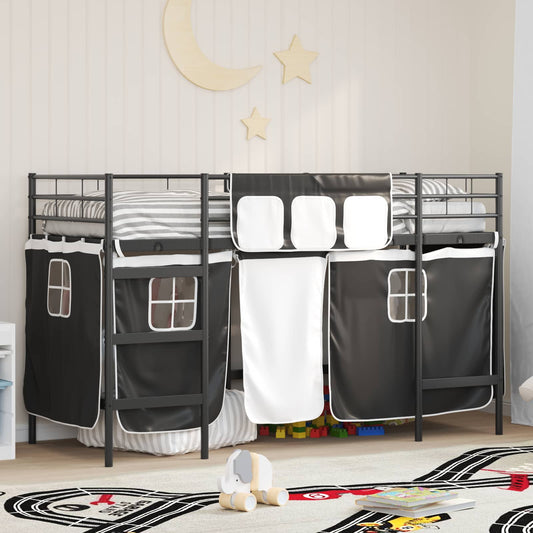 Struttura del Letto Loft per Bambini con Tendine Nero