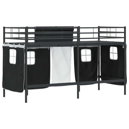 Struttura del Letto Loft per Bambini con Tendine Nero | homemem39