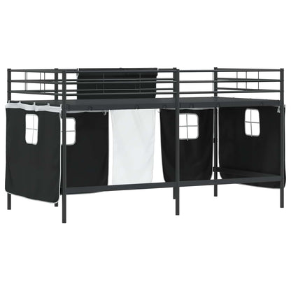 Struttura del Letto Loft per Bambini con Tendine Nero