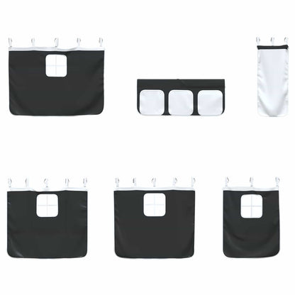 Struttura del Letto Loft per Bambini con Tendine Bianco e Nero