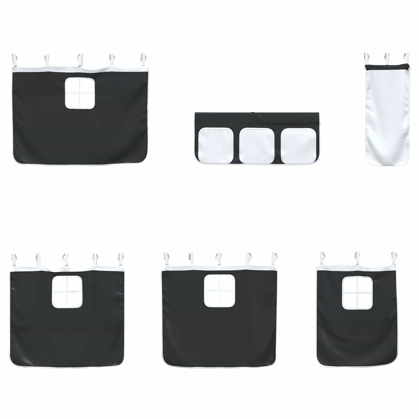 Struttura del Letto Loft per Bambini con Tendine Bianco e Nero