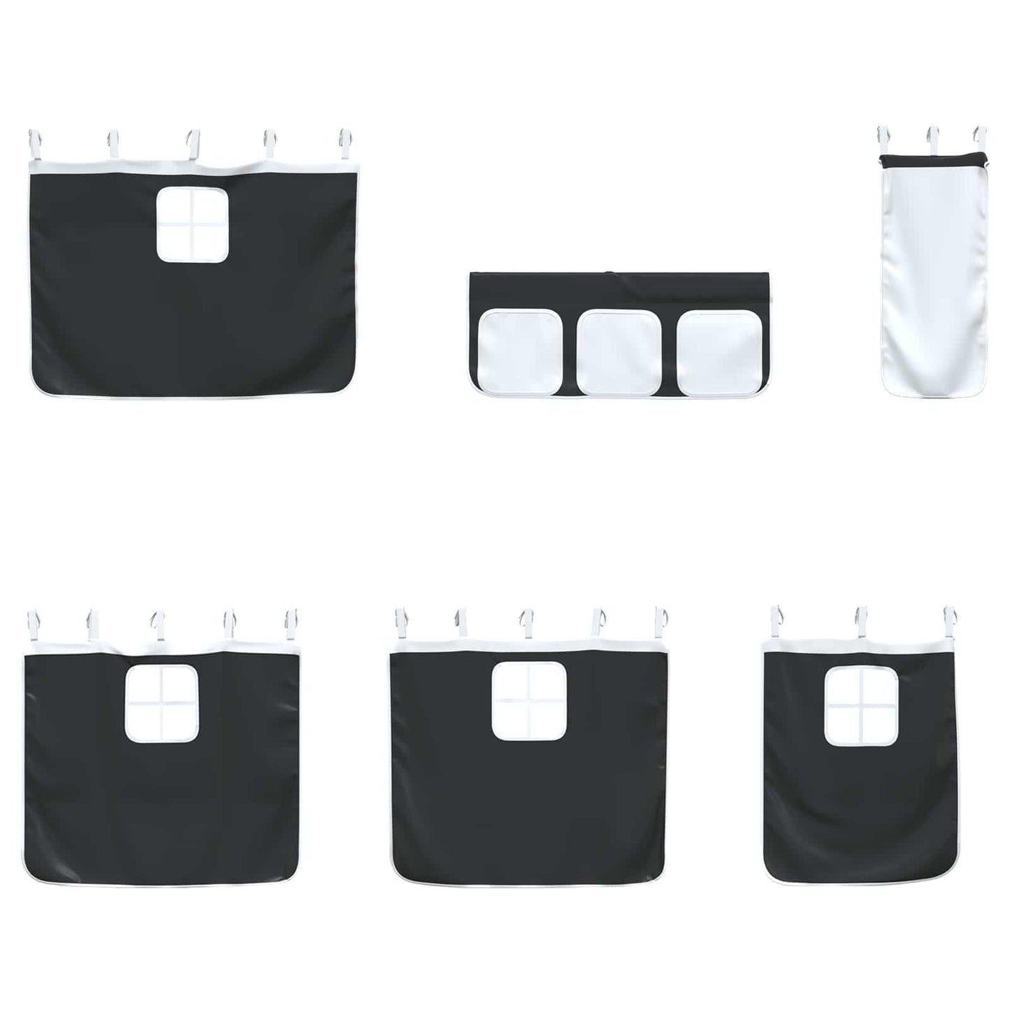 Struttura del Letto Loft per Bambini con Tendine Bianco e Nero