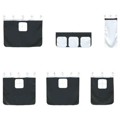 Struttura del Letto Loft per Bambini con Tendine Bianco e Nero