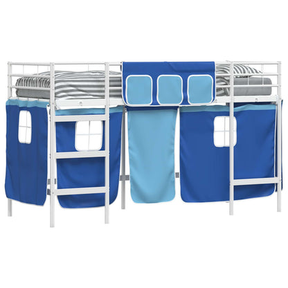 Struttura del Letto Loft per Bambini con Tendine Bianco e Blu