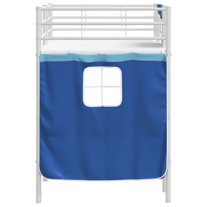 Struttura del Letto Loft per Bambini con Tendine Bianco e Blu