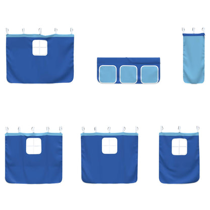 Struttura del Letto Loft per Bambini con Tendine Bianco e Blu