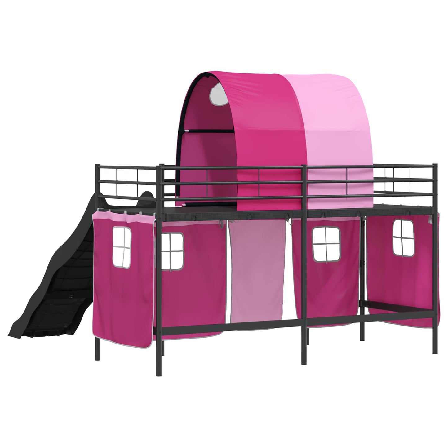 Struttura del letto loft per bambini Nero e rosa 75 x 190 cm | homemem39