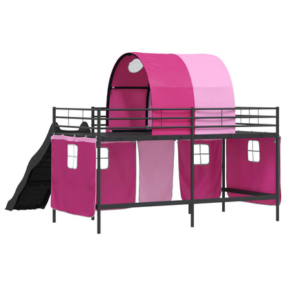 Struttura del letto loft per bambini Nero e rosa 90 x 200 cm | homemem39