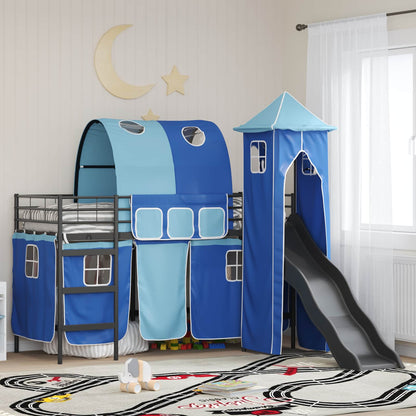Struttura del letto loft per bambini Nero e Blu 75 x 190 cm | homemem39