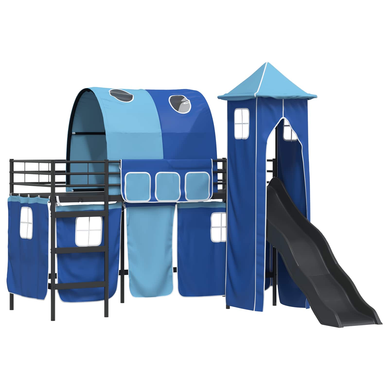 Struttura del letto loft per bambini Nero e Blu 75 x 190 cm | homemem39