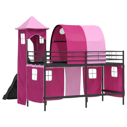 Struttura del letto loft per bambini Nero e rosa 75 x 190 cm | homemem39