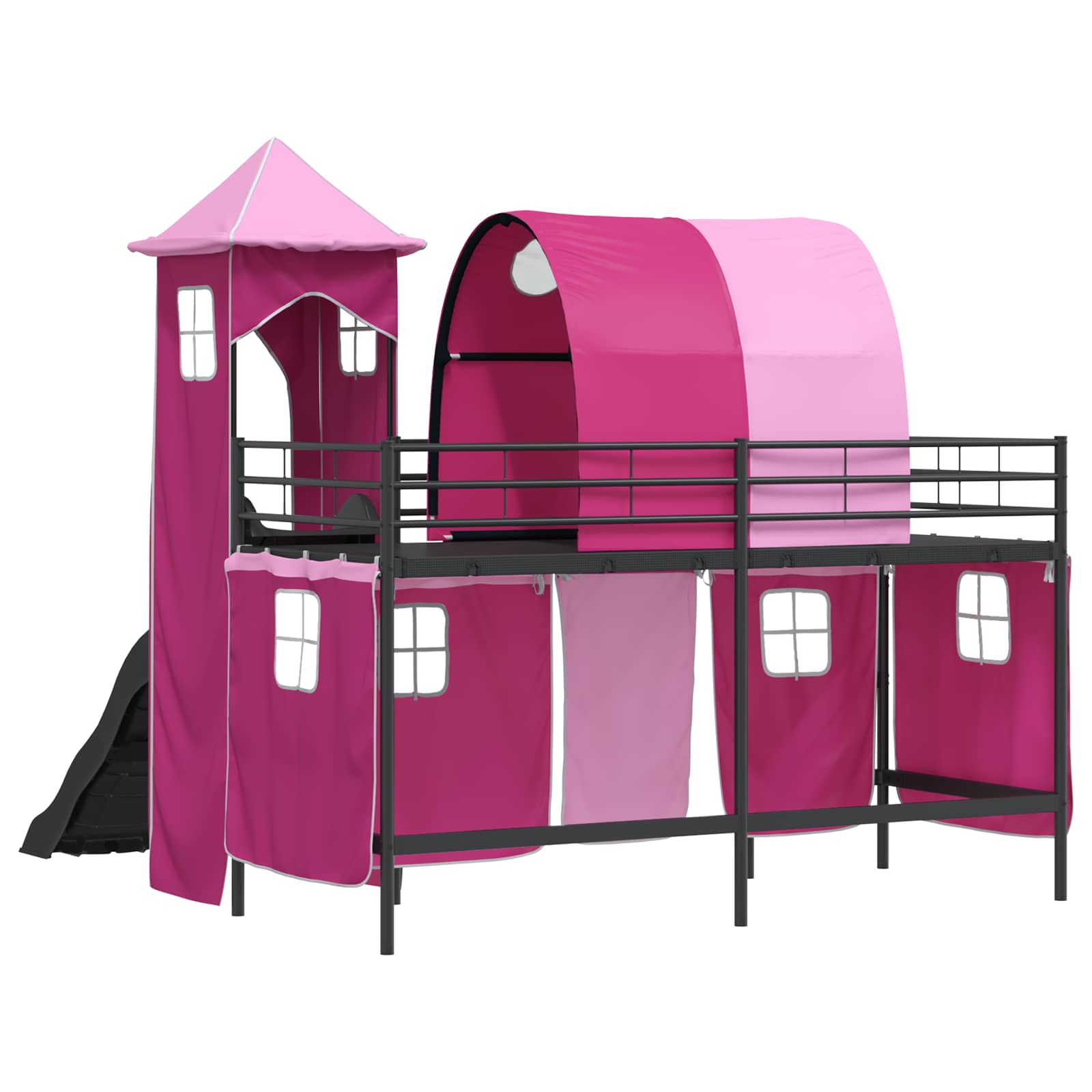 Struttura del letto loft per bambini Nero e rosa 100 x 190 cm | homemem39
