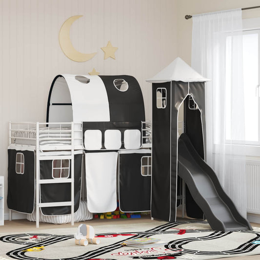 Struttura del letto loft per bambini Bianco e Nero 90 x 190 cm | homemem39