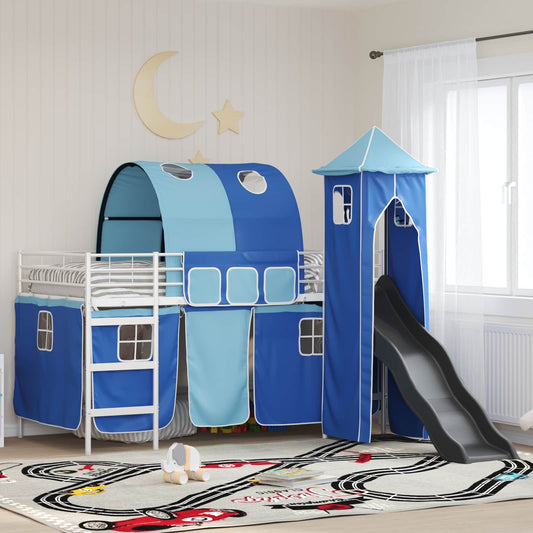 Struttura del letto loft per bambini Bianco e Blu 80 x 200 cm | homemem39