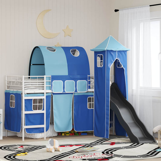 Struttura del letto loft per bambini Bianco e Blu 90 x 190 cm | homemem39