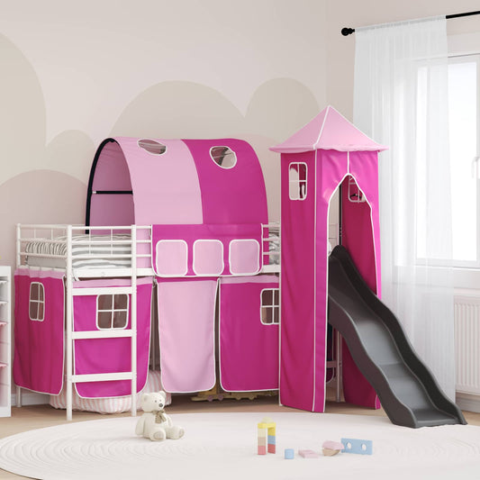 Struttura del letto loft per bambini Bianco e Rosa 75 x 190 cm | homemem39