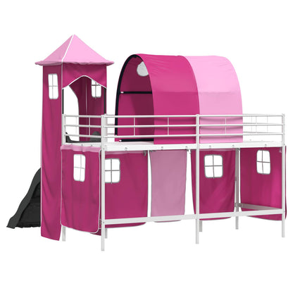 Struttura del letto loft per bambini Bianco e Rosa 75 x 190 cm | homemem39