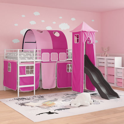 Struttura del letto loft per bambini Bianco e Rosa 90 x 200 cm | homemem39