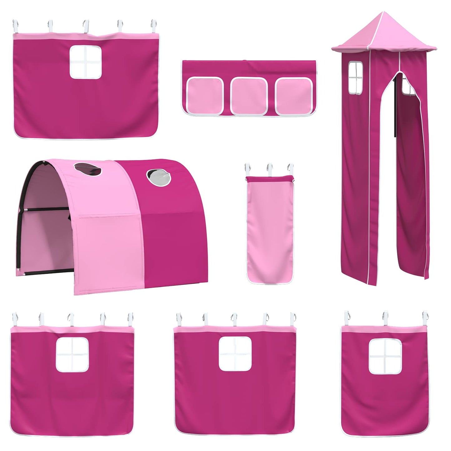 Struttura del letto loft per bambini Bianco e Rosa 90 x 200 cm | homemem39