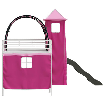 Struttura del letto loft per bambini Bianco e Rosa 90 x 200 cm | homemem39