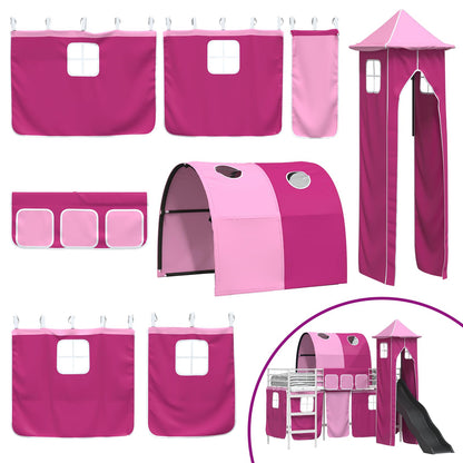Struttura del letto loft per bambini Bianco e Rosa 100 x 190 cm | homemem39