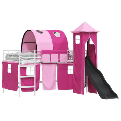 Struttura del letto loft per bambini Bianco e Rosa 107 x 203 cm | homemem39