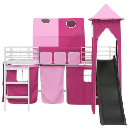 Struttura del letto loft per bambini Bianco e Rosa 107 x 203 cm | homemem39