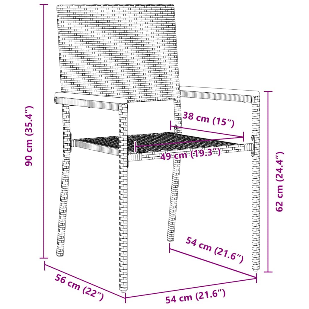 Sedie impilabili da giardino 4 pcs Nero e Marrone | homemem39