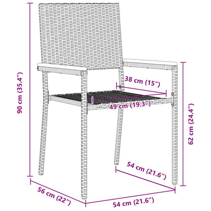Sedie impilabili da giardino 4 pcs Grigio e Marrone