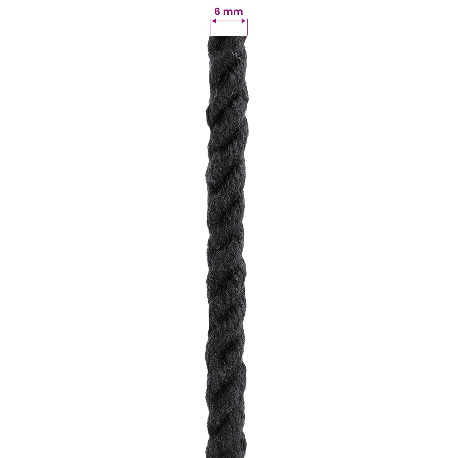 Corda Nero 0,6 x 0,6 x 2500 cm Cotone | homemem39