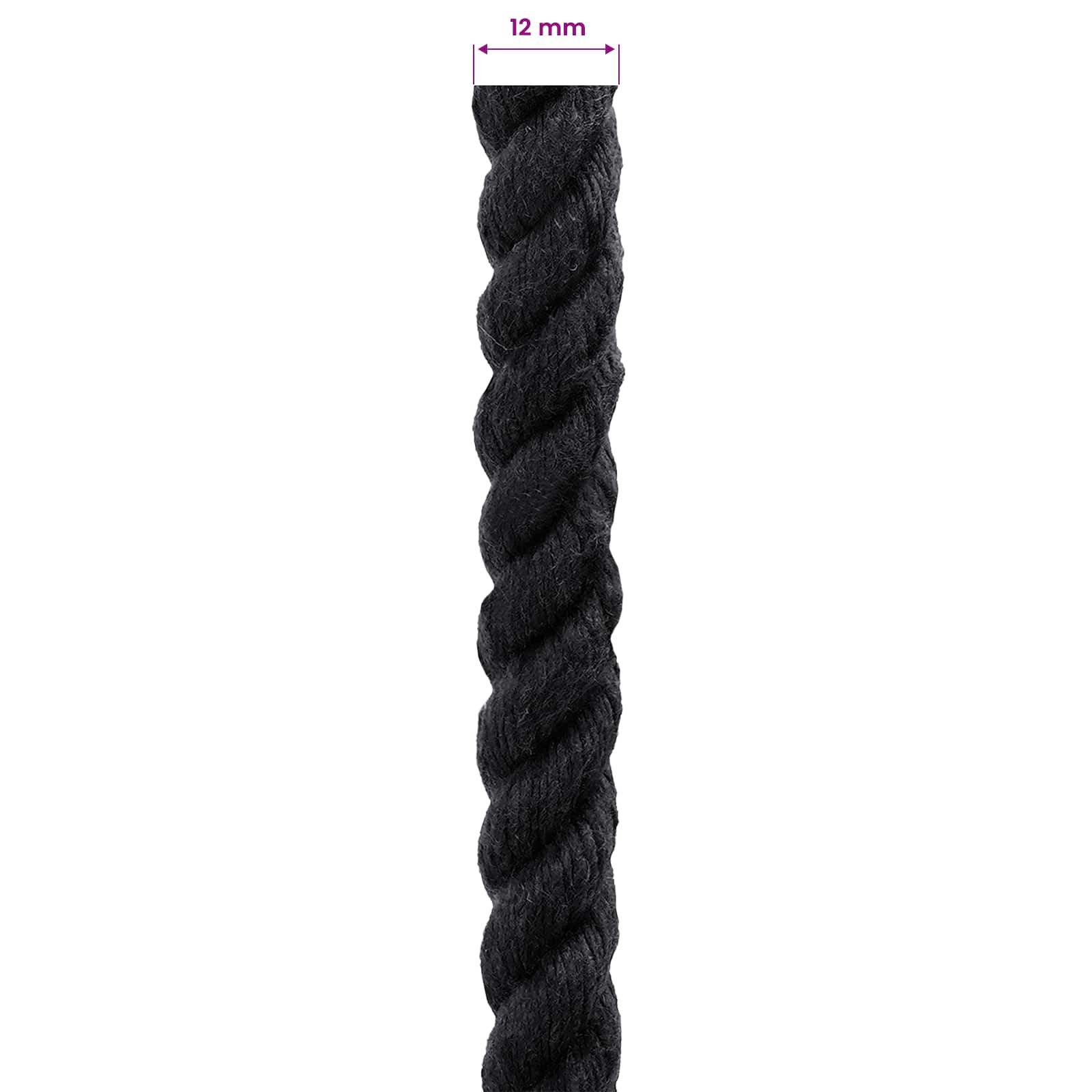 Corda Nero 1,2 x 1,2 x 2500 cm Cotone | homemem39
