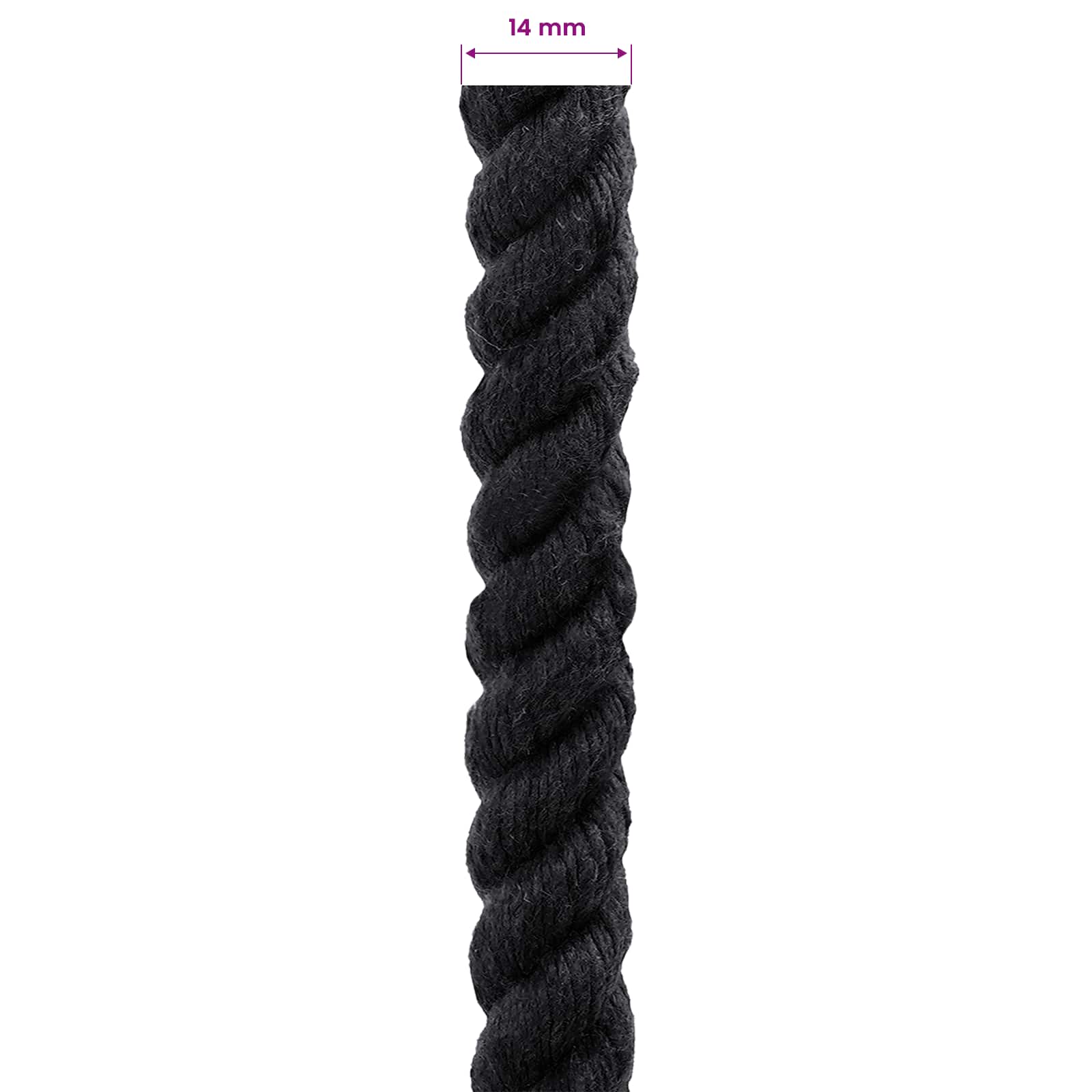 Corda Nero 1,4 x 1,4 x 5000 cm Cotone | homemem39