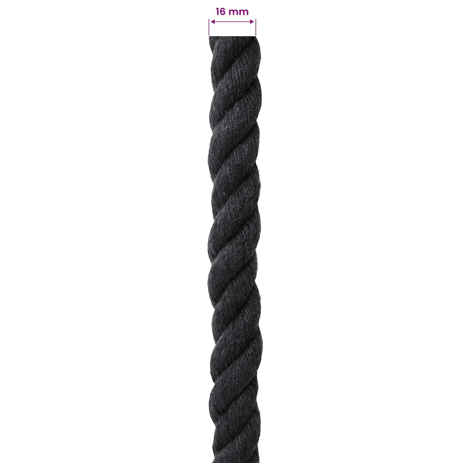 Corda Nero 1,6 x 1,6 x 2500 cm Cotone | homemem39