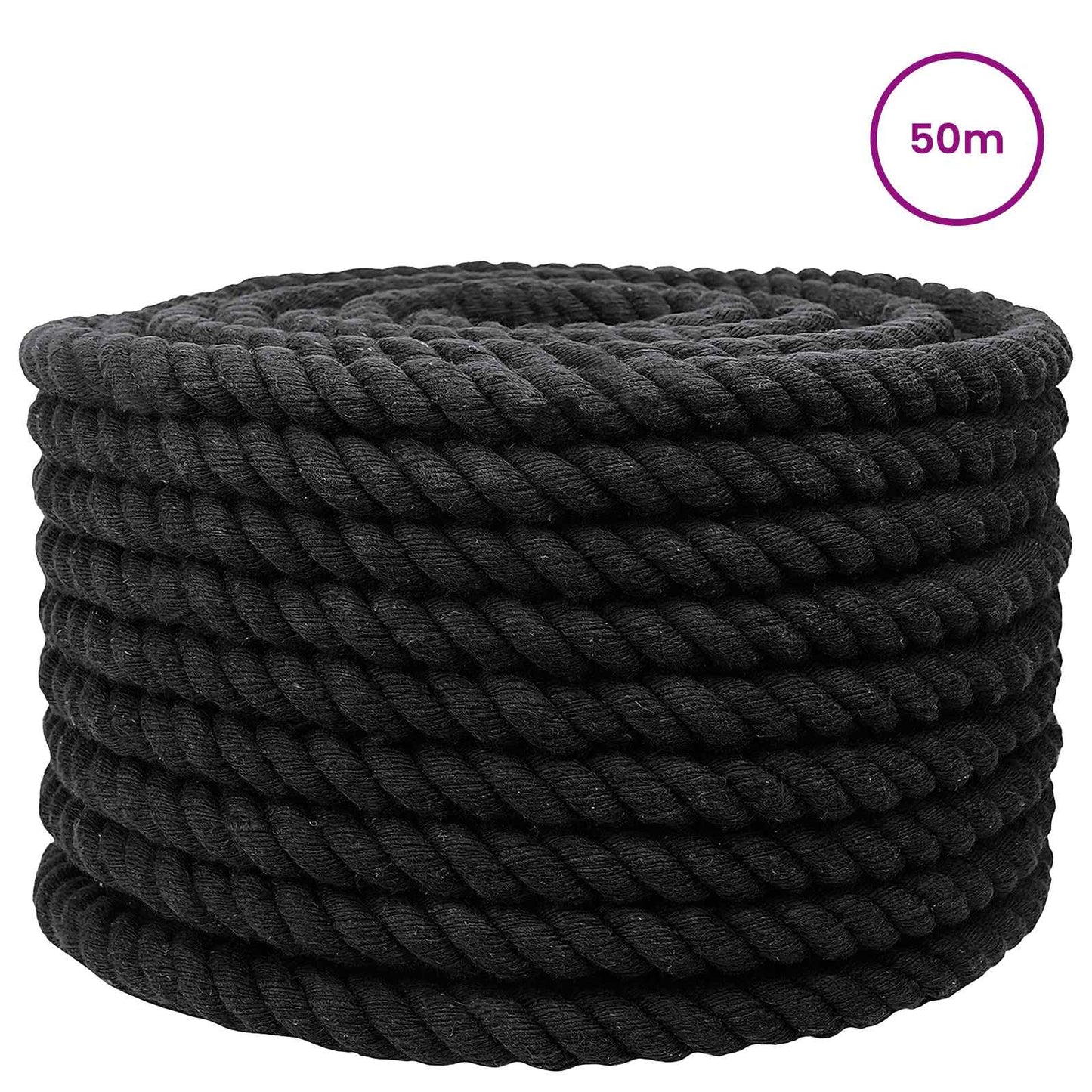 Corda Nero 2,4 x 2,4 x 5000 cm Cotone | homemem39