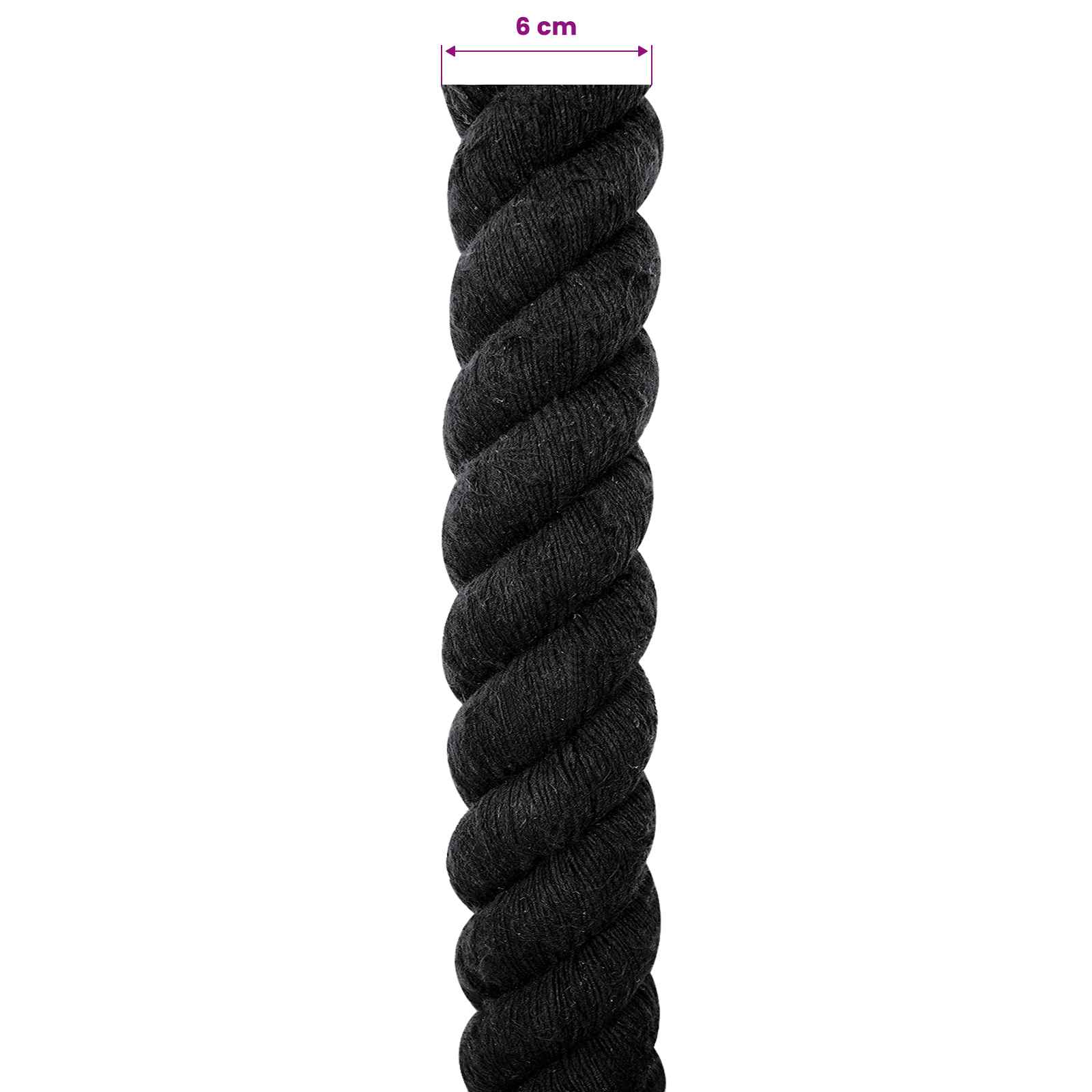 Corda Nero 6 x 6 x 500 cm Cotone | homemem39