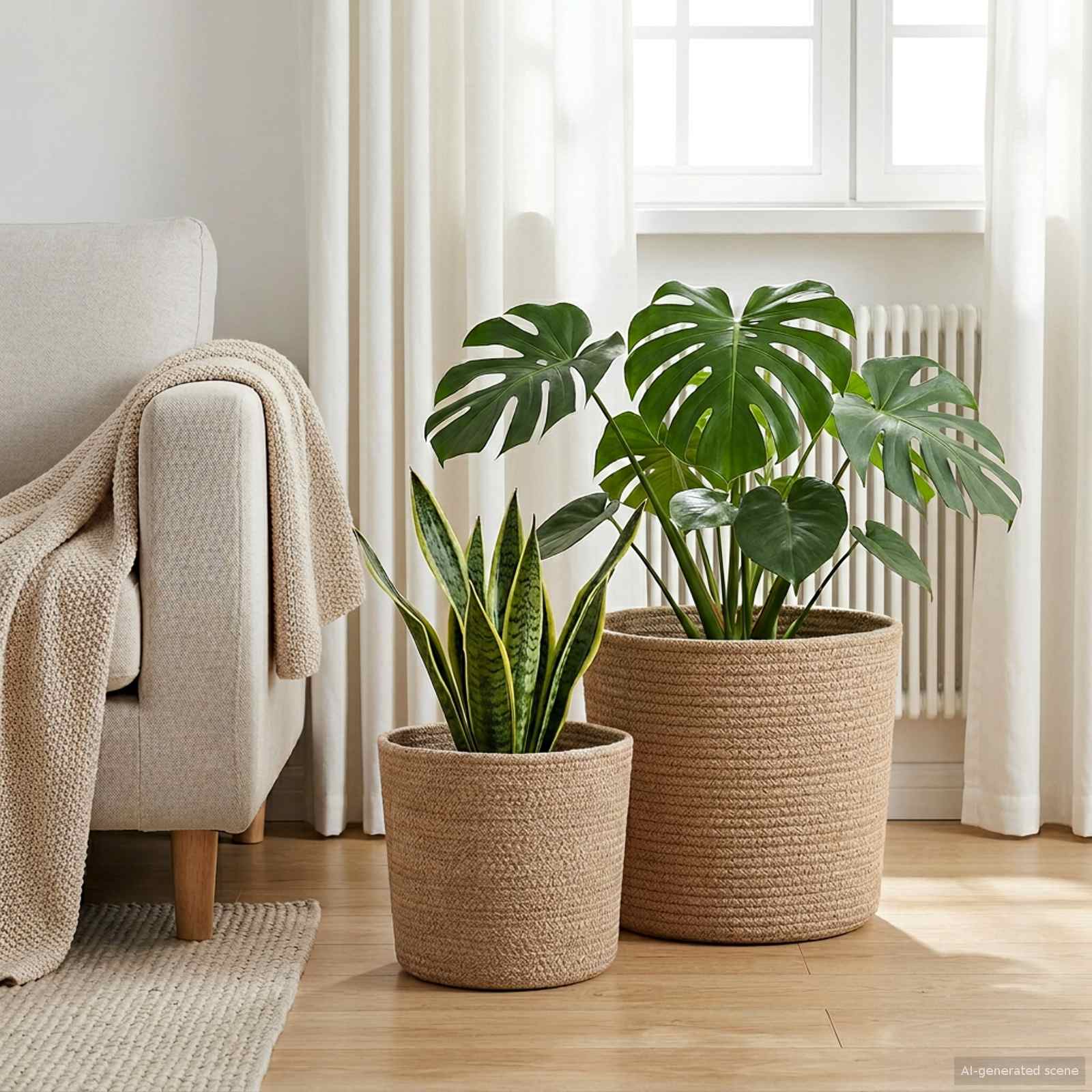 Set di Vasi per Piante 2 pcs Naturale Ø 28 x 28 cm | homemem39
