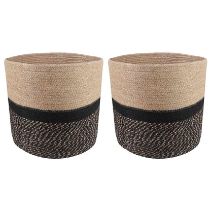 Set di Vasi per Piante 2 pcs Naturale e Nero Ø 28 x 28 cm | homemem39