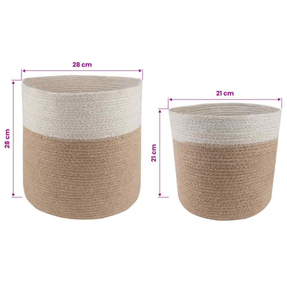 Set di Vasi per Piante 2 pcs Naturale e Bianco Ø 28 x 28 cm