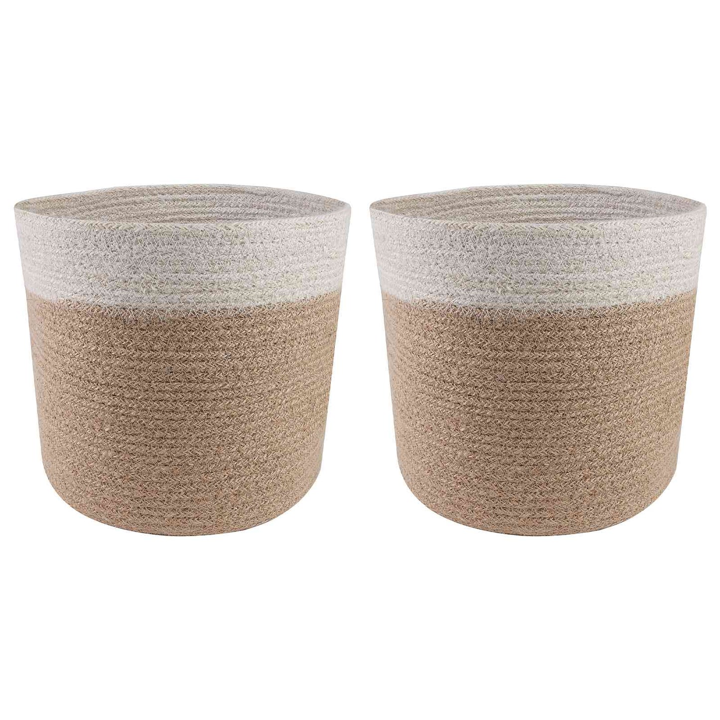 Set di Vasi per Piante 2 pcs Naturale e Bianco Ø 21 x 21 cm | homemem39