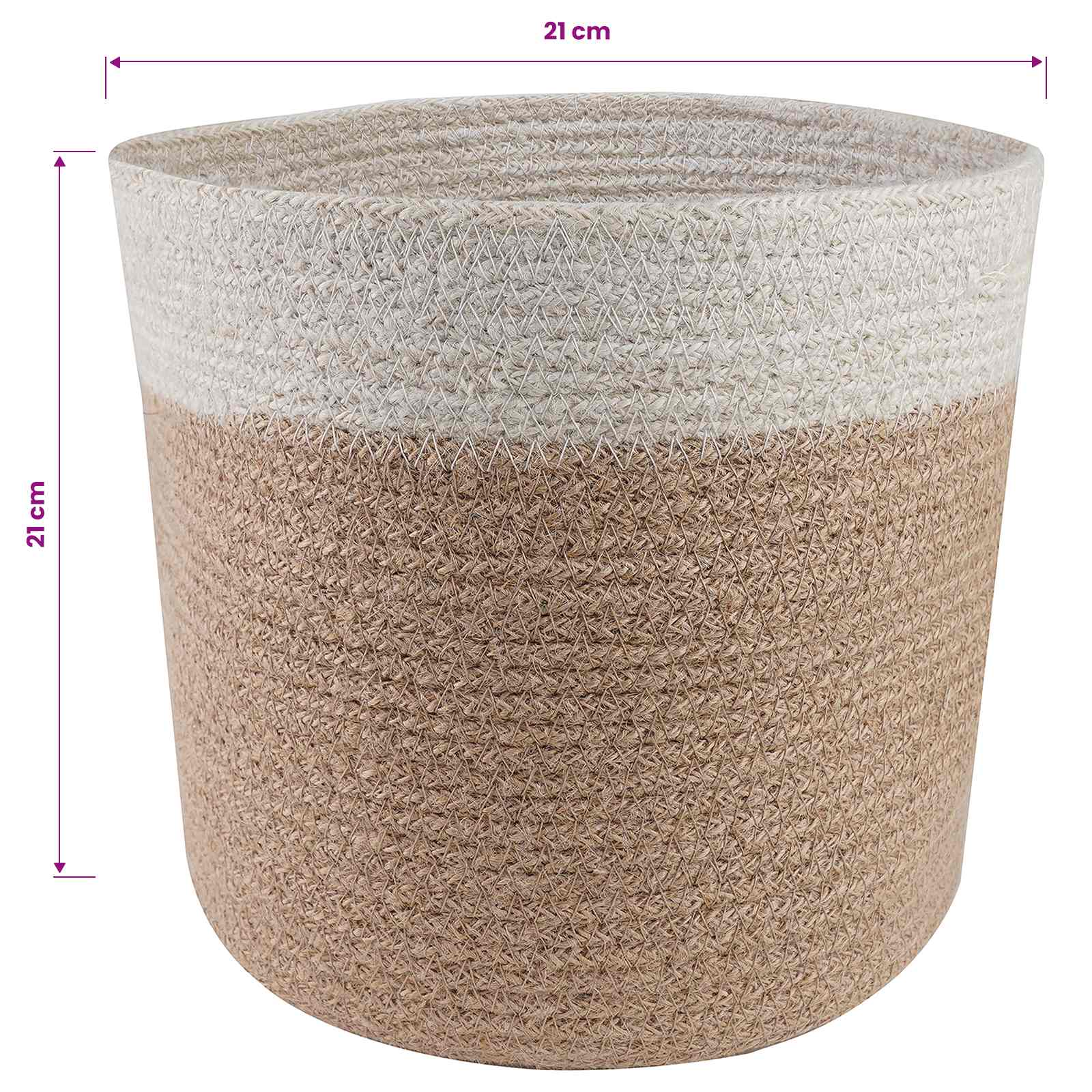 Set di Vasi per Piante 2 pcs Naturale e Bianco Ø 21 x 21 cm | homemem39