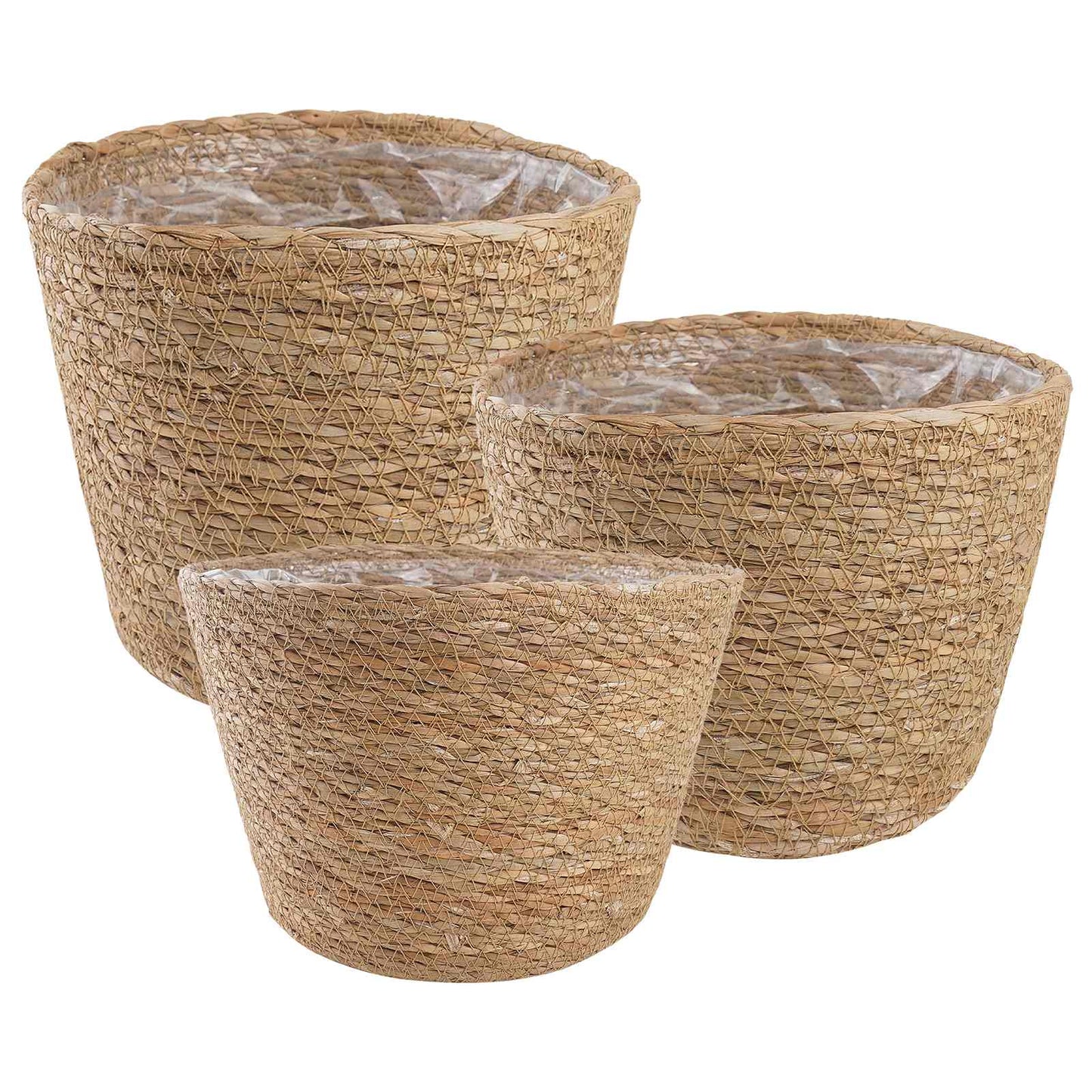 Cesti per piante in erba marina 3 pcs Naturale Ø26 x 19 cm | homemem39