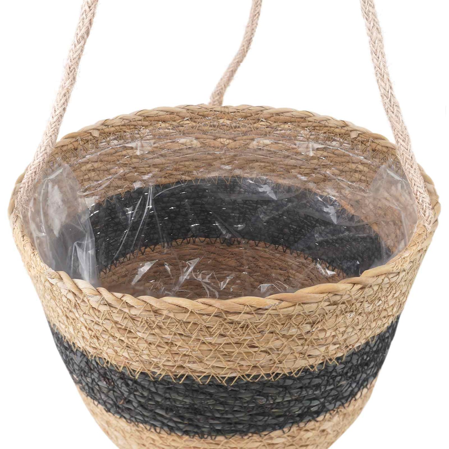 Cesti per piante in erba marina 3 pcs Naturale e Nero