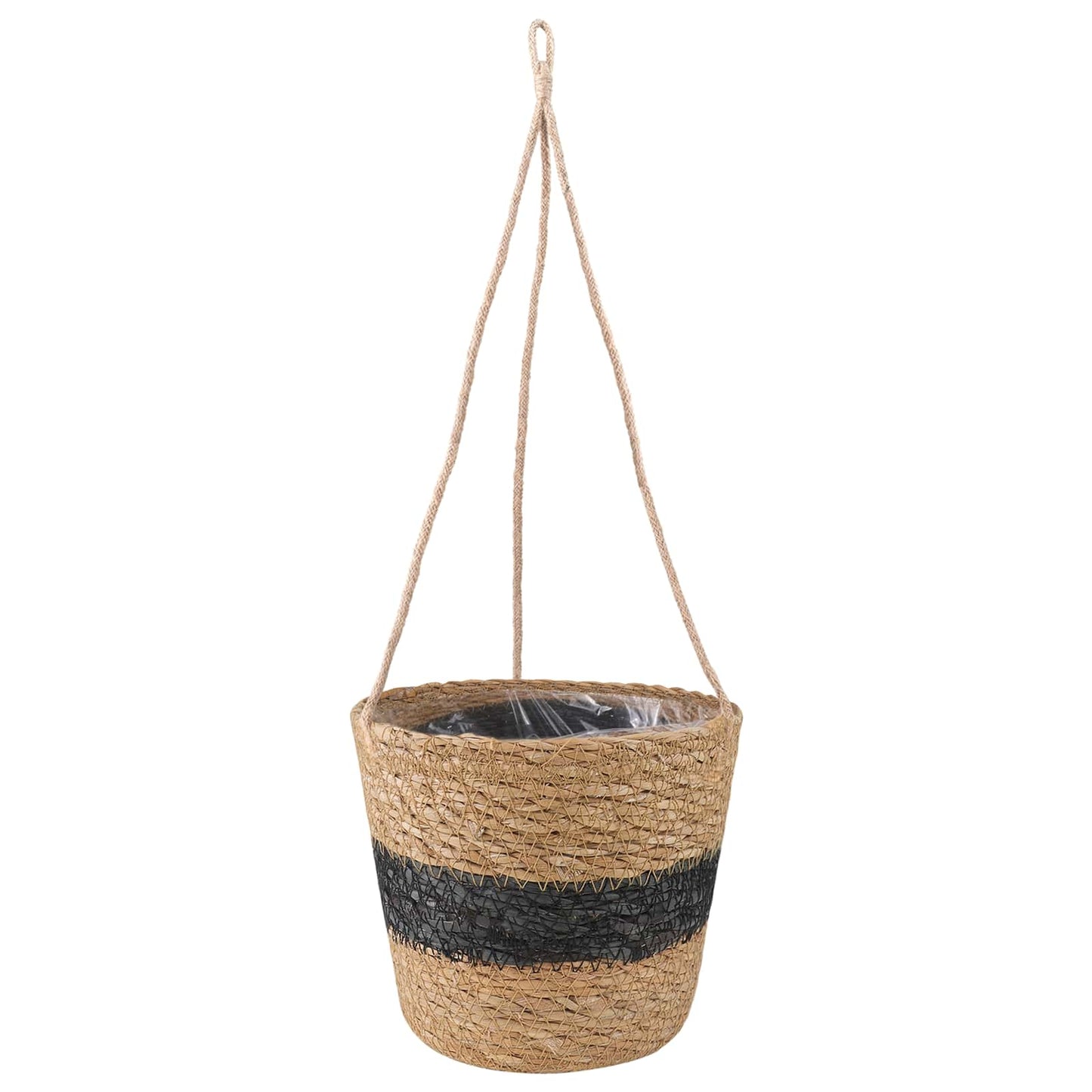 Cesti per piante in erba marina 3 pcs Naturale e Nero