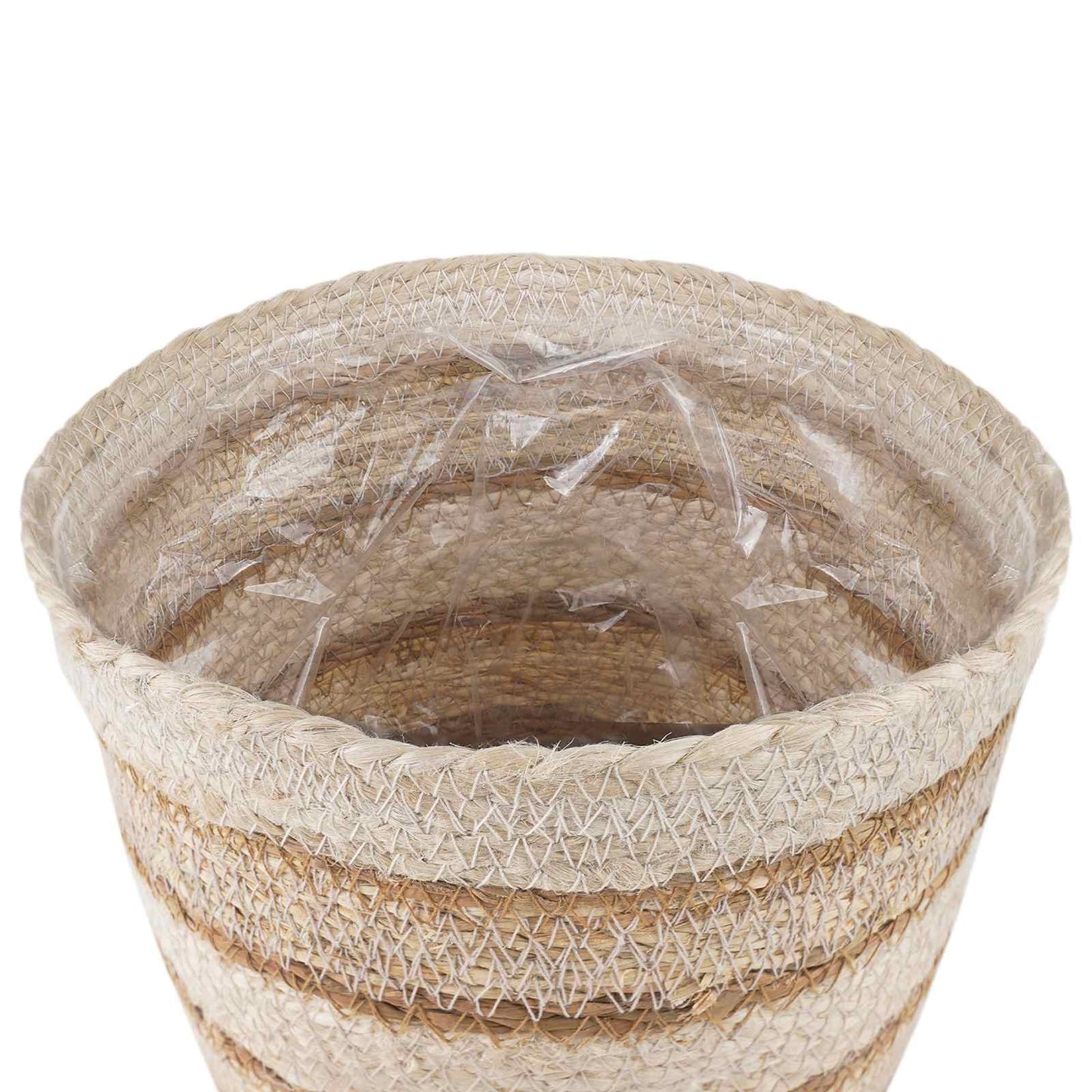 Cesti per piante in erba marina 3 pcs Naturale, Bianco e Beige | homemem39