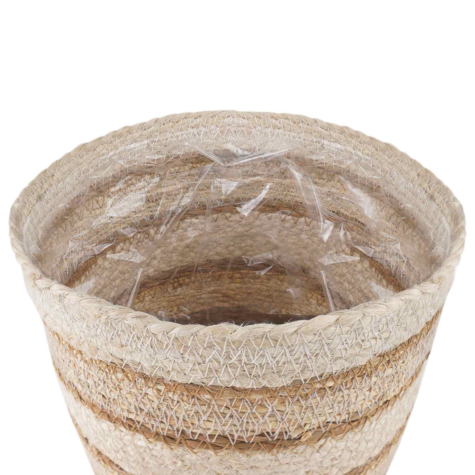 Cesti per piante in erba marina 3 pcs Naturale, Bianco e Beige | homemem39