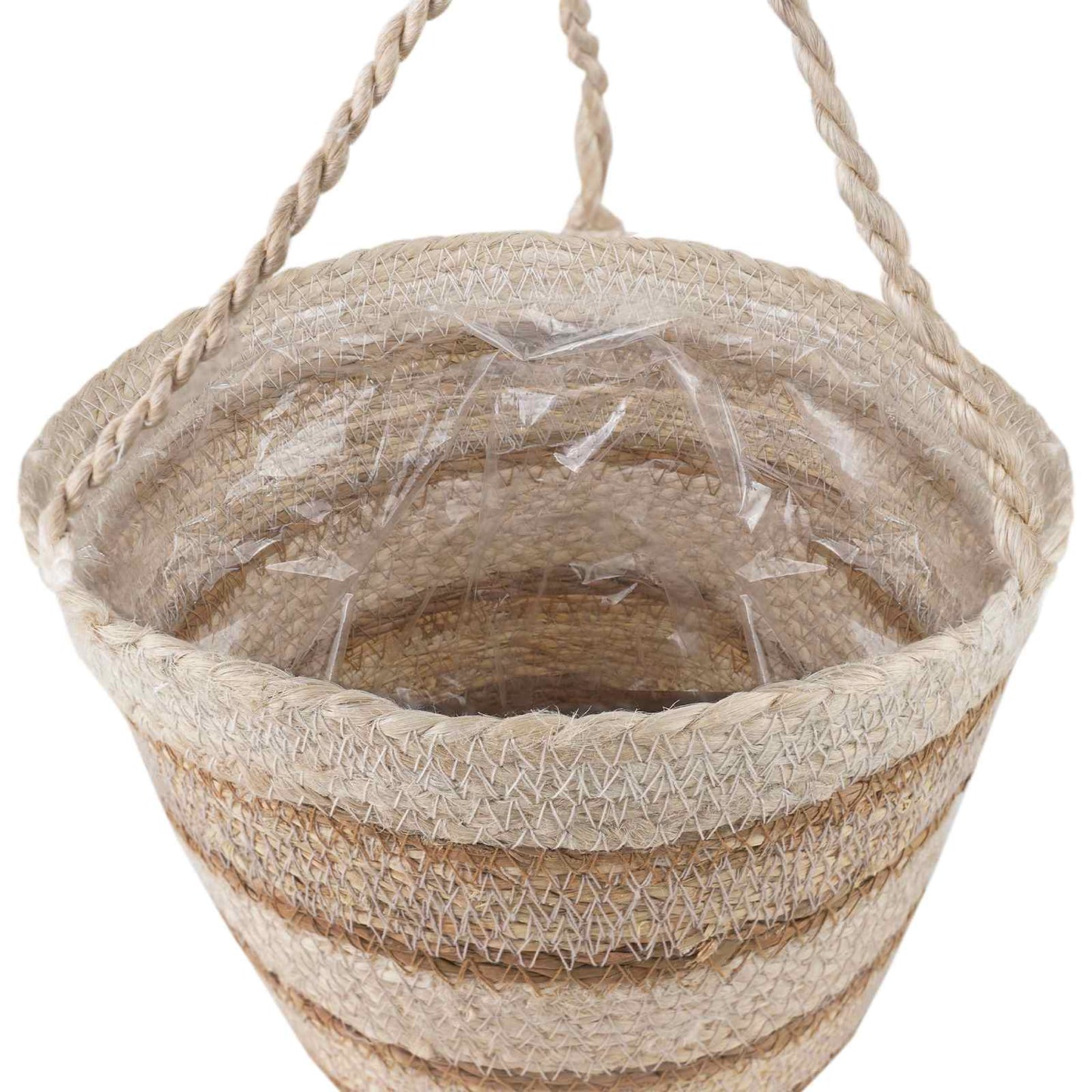 Cesti per piante in erba marina 3 pcs Naturale, Bianco e Beige | homemem39