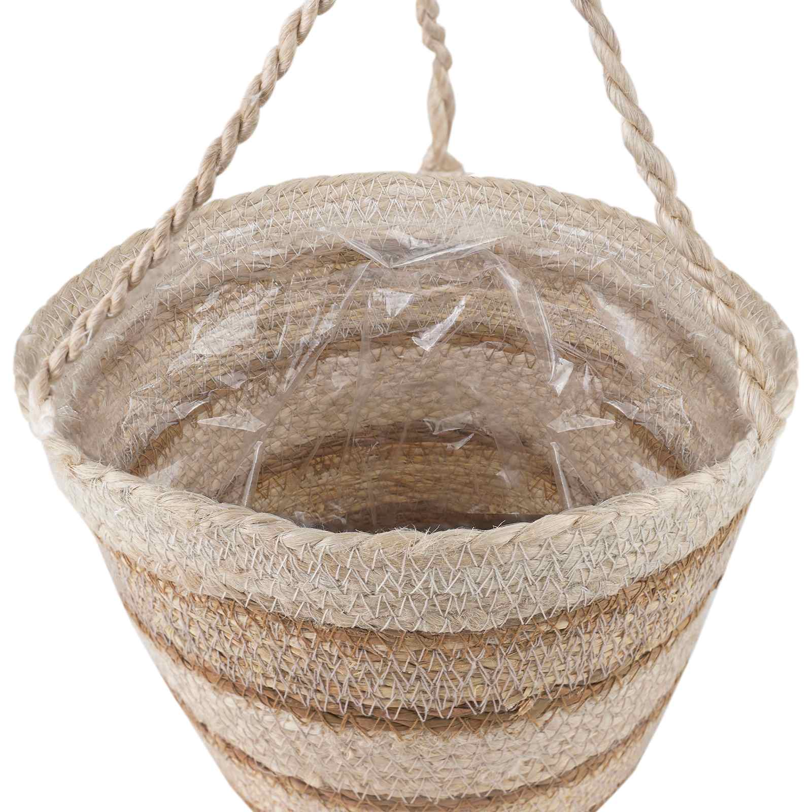 Cesti per piante in erba marina 3 pcs Naturale, Bianco e Beige | homemem39