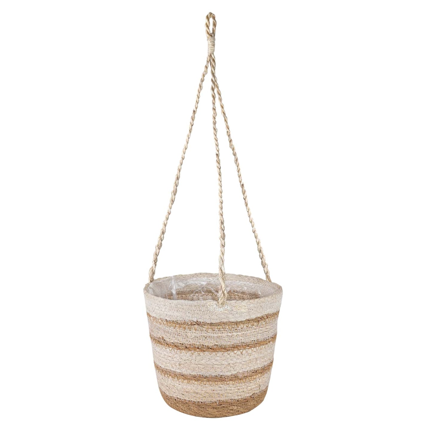 Cesti per piante in erba marina 3 pcs Naturale, Bianco e Beige | homemem39