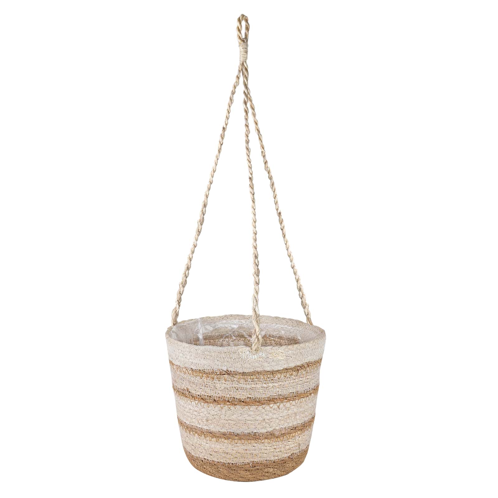 Cesti per piante in erba marina 3 pcs Naturale, Bianco e Beige | homemem39