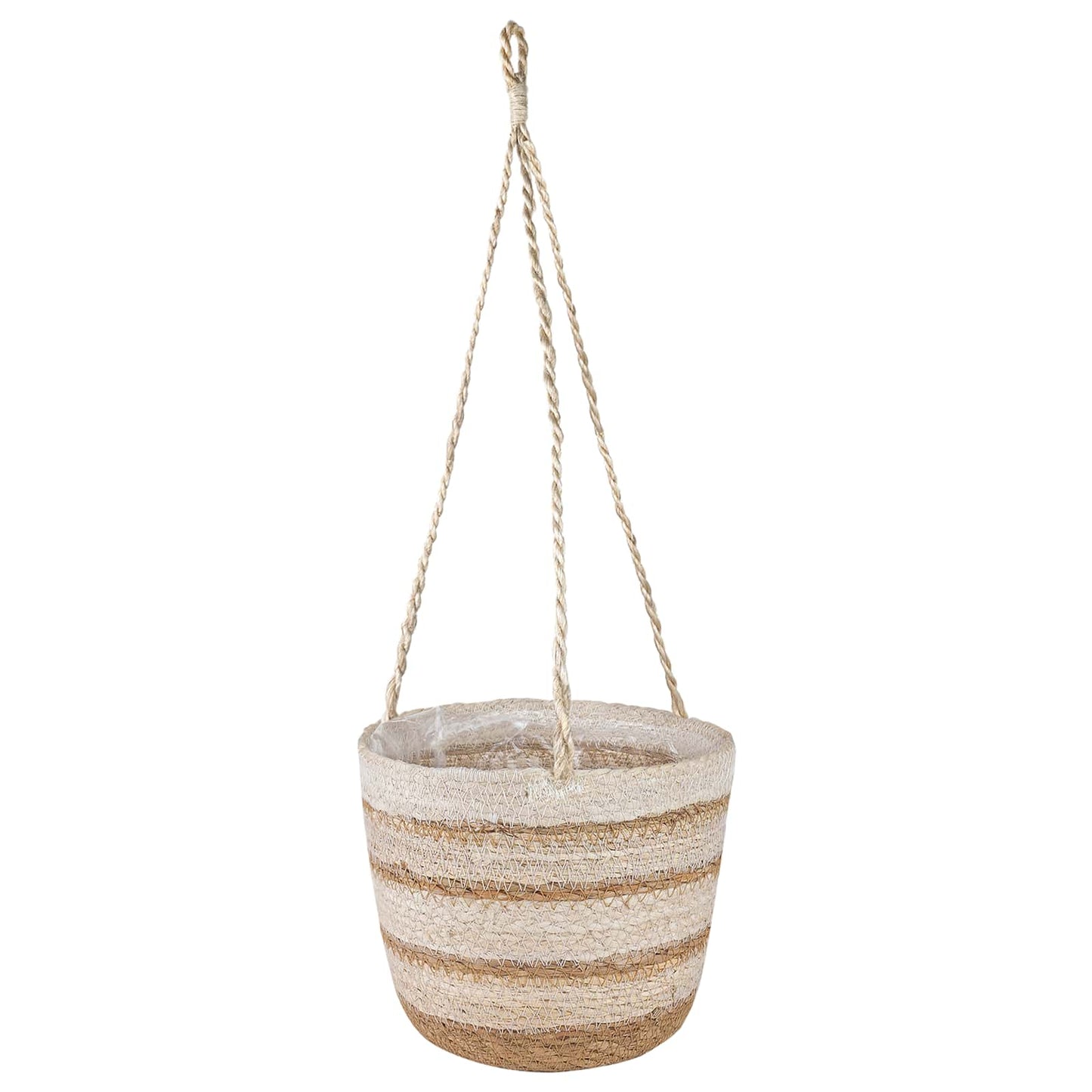 Cesti per piante in erba marina 3 pcs Naturale, Bianco e Beige | homemem39
